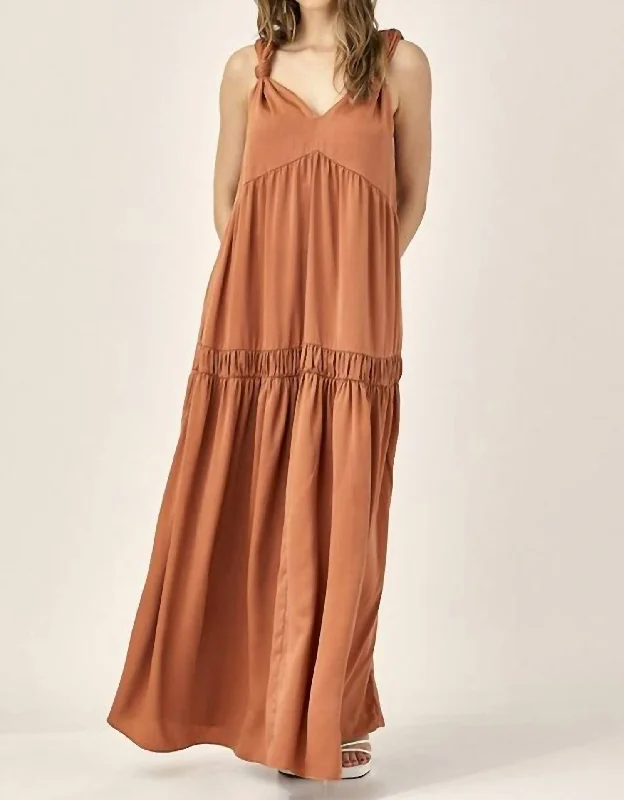 Hot Trends Knot Strap Dress In Cinnamon