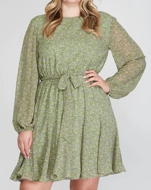 Classic Women's Clothing Styles Sage And Lavender Dress In Green