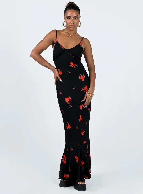 Everyday Fashion Lucan Maxi Dress Black / Red