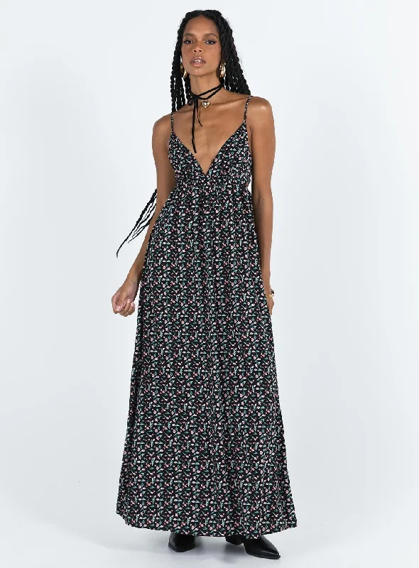 Casual Fashion for Women Koko Maxi Dress Black Floral