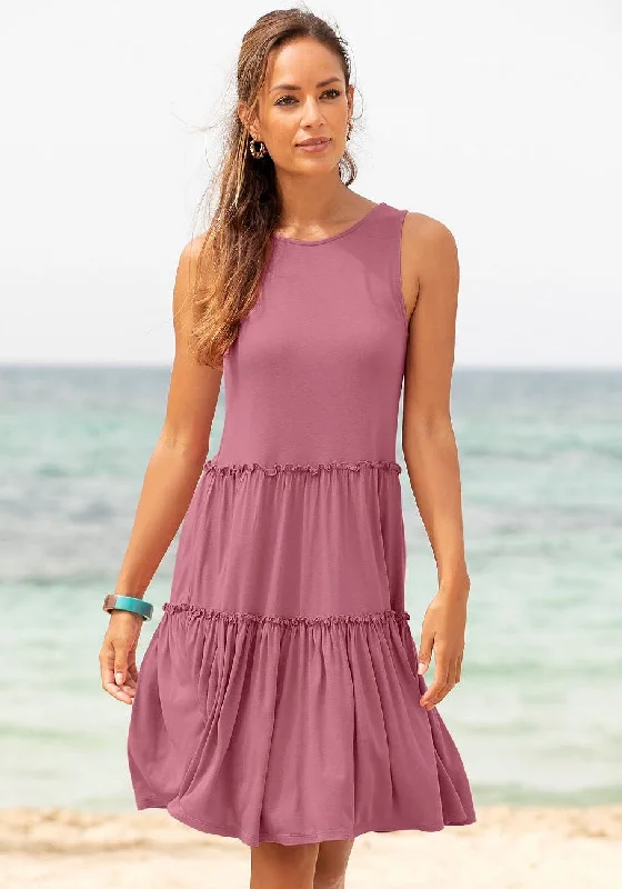 Women's Clothing Boutique LASCANA Women's Tiered Stripe Dress