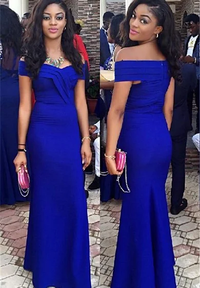 Discover Now Elegant Royal Blur Mermaid 2022 Prom Dress Off the Shoulder Floor Length Party Gown Ethnic Cultural Event Wear