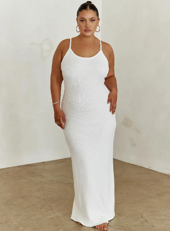 Trendy Boutiques Online Kattan Maxi Dress White Curve