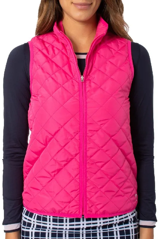 Women's Athleisure Apparel Winter Warm - Up Sale Hot Pink Quilted Wind Vest