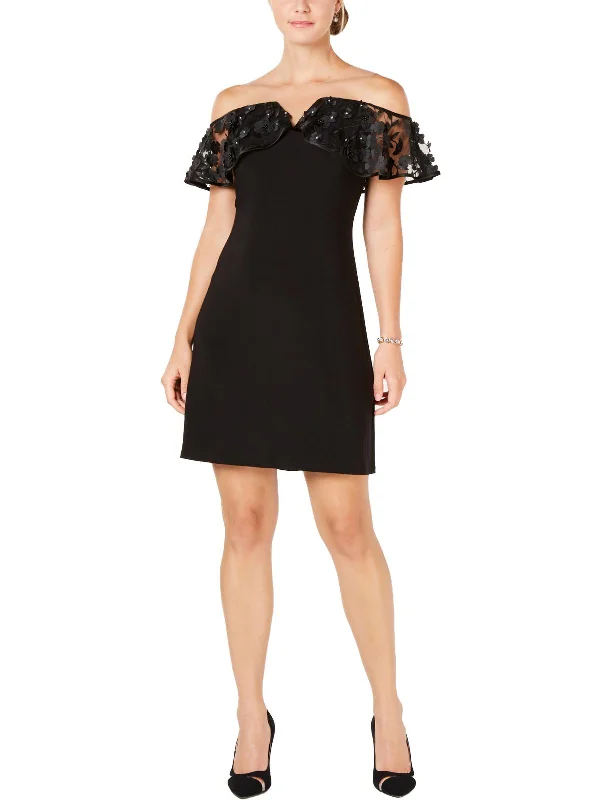 Women's Professional Outfit Womens Illusion Off The Shoulder Cocktail Dress