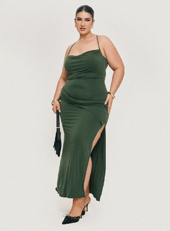 Women's Date Night Outfit Marchesi Maxi Dress Green Curve