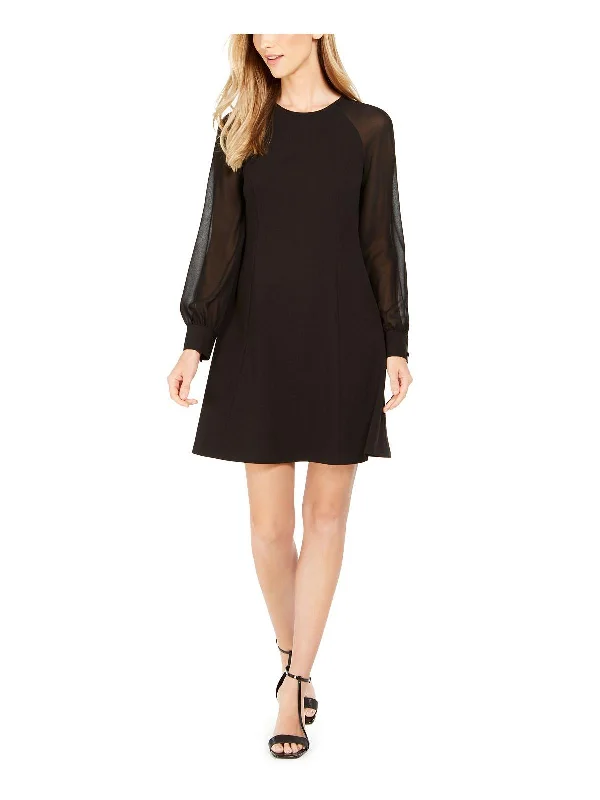 Online Impressions Boutique Womens Crepe Sheer Sleeve Sheath Dress