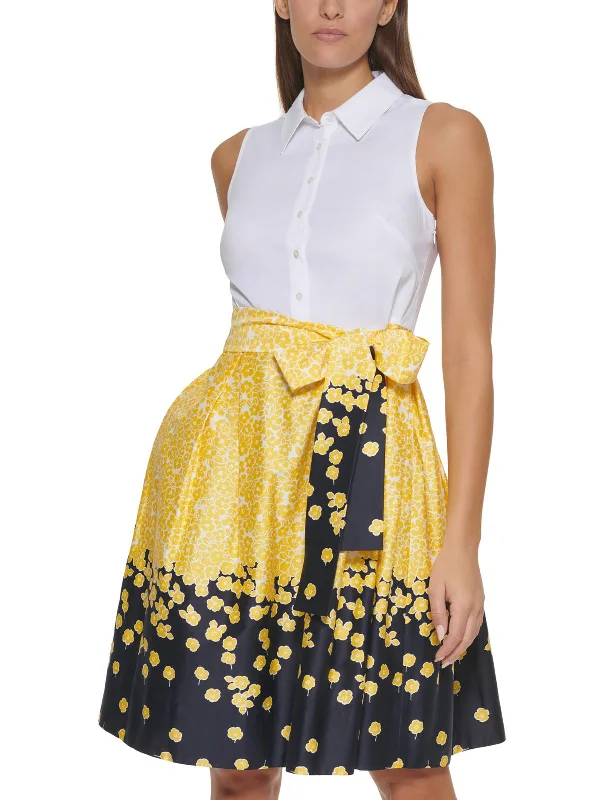 Women's Casual Garments Womens Printed Mini Fit & Flare Dress