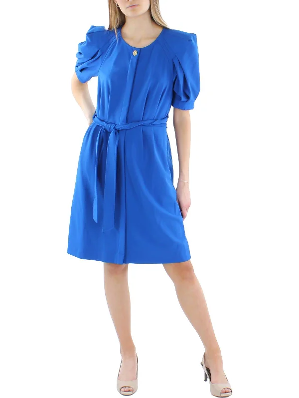 Women's Vacation Outfit Set Womens Knit Puff Sleeves Fit & Flare Dress