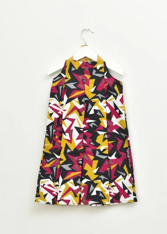 Plus-Size Women's Garments Aimas Litzia Print pleated halter style dress with ribbon tie detail