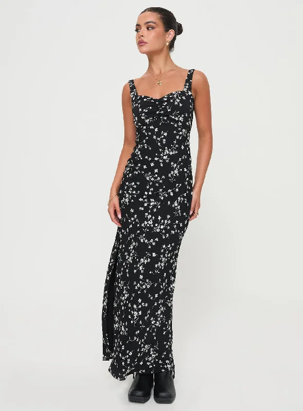 Women's Athletic Garments Mahlari Maxi Dress Black / Floral