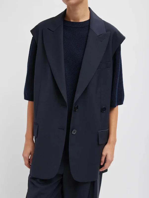 Women's Travel Apparel Early Access To Art Deco Styles Sale Tropical Wool Liam Vest in Navy