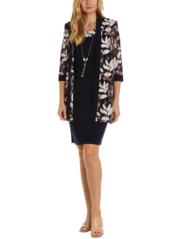 Women's Active Clothing Petites Womens Mesh Layering Two Piece Dress