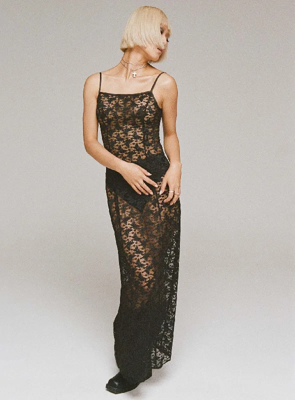 Women's Outerwear for All Weather Conditions Countess Maxi Dress Black