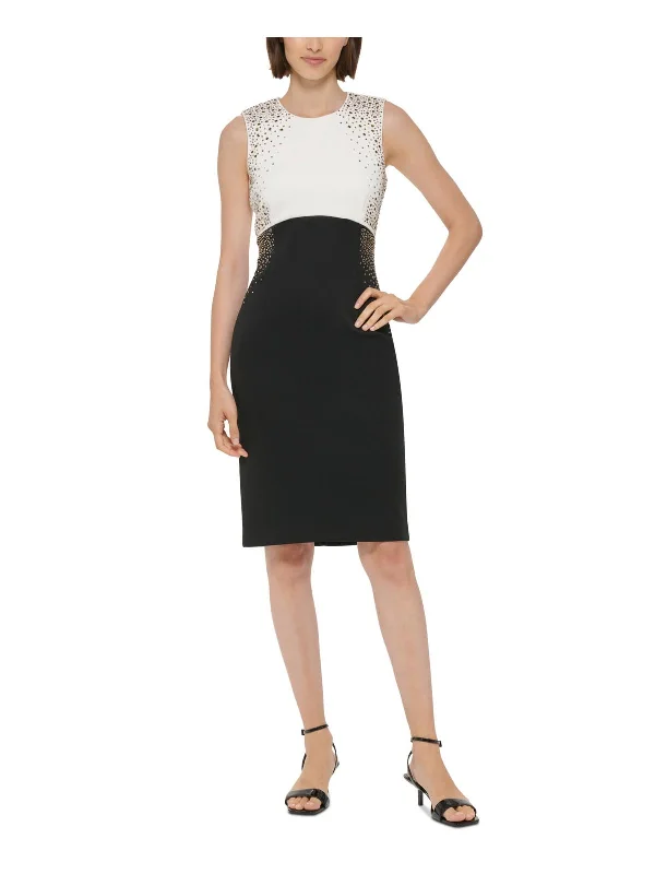 Chic Women's Outfit Womens Embellished Knee Sheath Dress