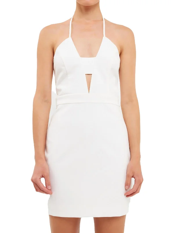 Relaxed Style Womens Party Mini Halter Dress