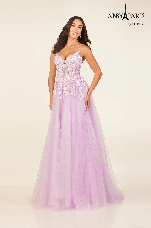 Fresh Fashion Discounts Applique Sleeveless A-line Gown by Abby Paris 90327 Bold Silhouette