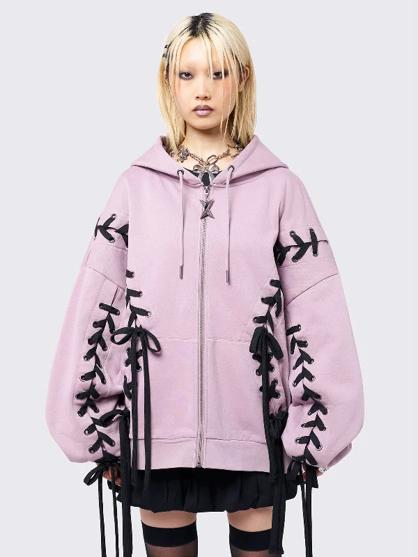 Women's Versatile Apparel Wardrobe Update Mia Pink Zip Up Hoodie