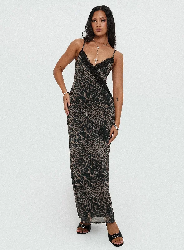 Elegant Women's Clothing Rosalba Maxi Dress Leopard