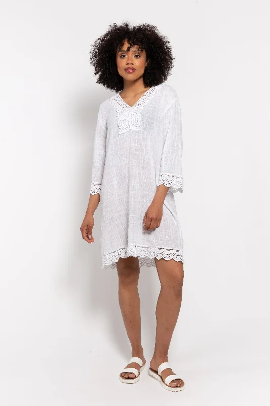 Vibrant Styles M Made in italy — Women's Woven 3/4 Sleeve Dress