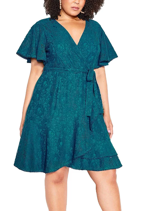 Minimalist Style Womens Lace Short Fit & Flare Dress