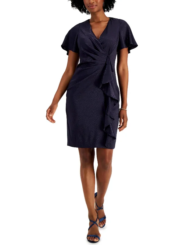 Sustainable Women's Clothing Womens Surplice Ruffled Sheath Dress