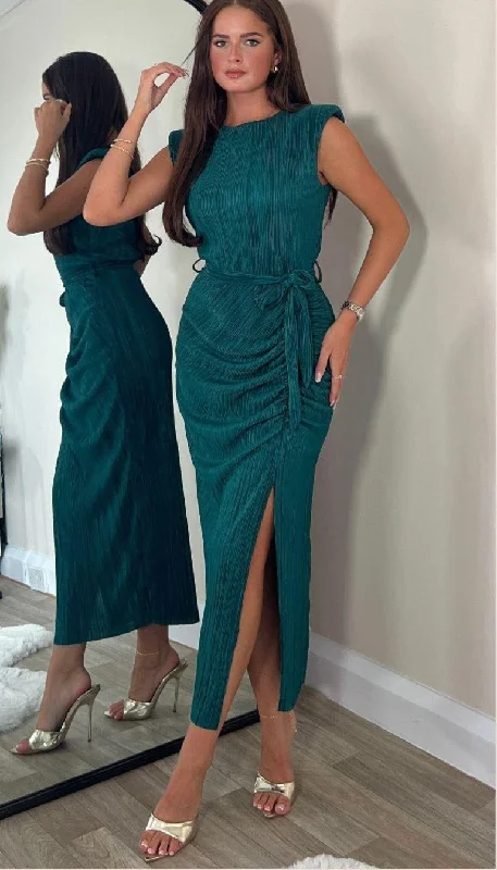 Timeless Women's Clothing ELENA DRESS DARK GREEN