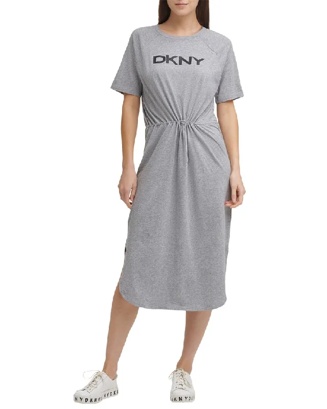Women's Chic Outerwear Outfit DKNY Logo Drawstring Dress