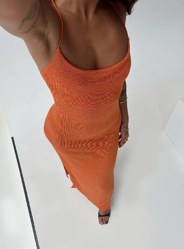 Women's Trendy Casual Clothes Cote Maxi Dress Orange