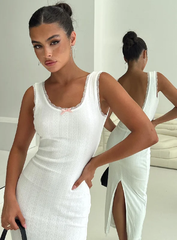 Women's Comfy Loungewear Outfit Catania Maxi Dress White