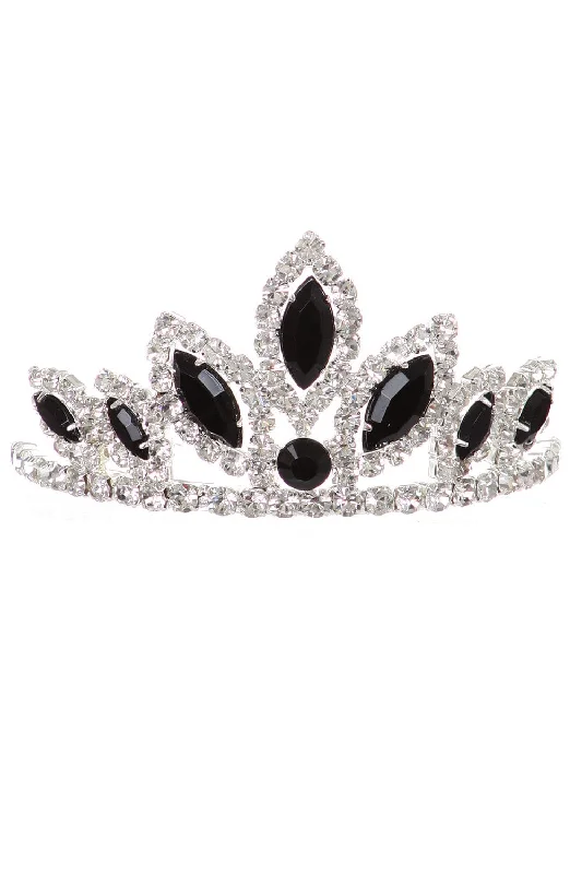 Fashion Frontiers Girls Stone Mini Silver Tiara with Comb Statement Piece