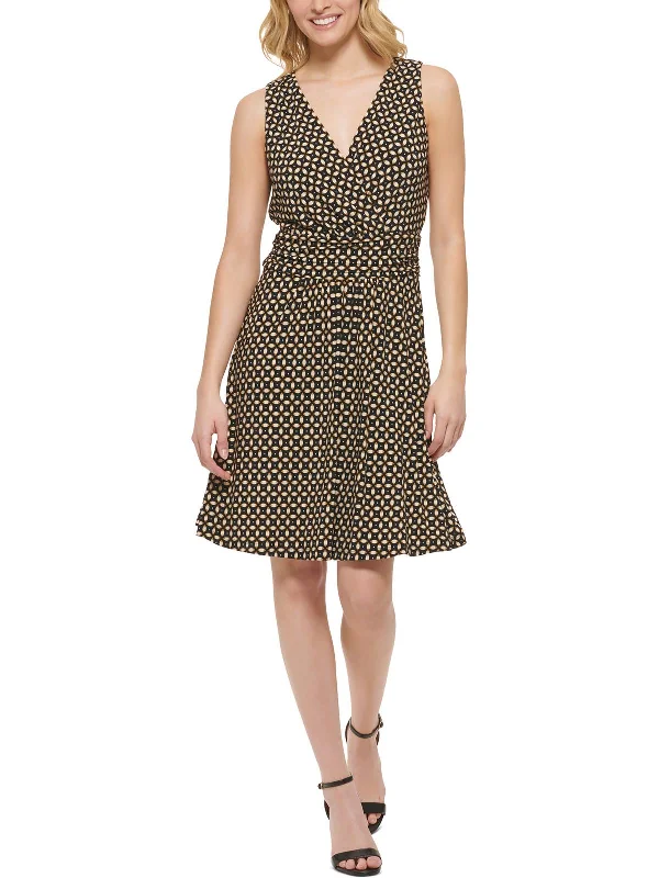 Plus Size Women's Fashion Womens Geometric Above Knee Fit & Flare Dress