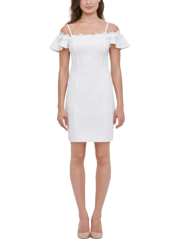 Fashion Sale Womens Crepe Cold Shoulder Cocktail Dress
