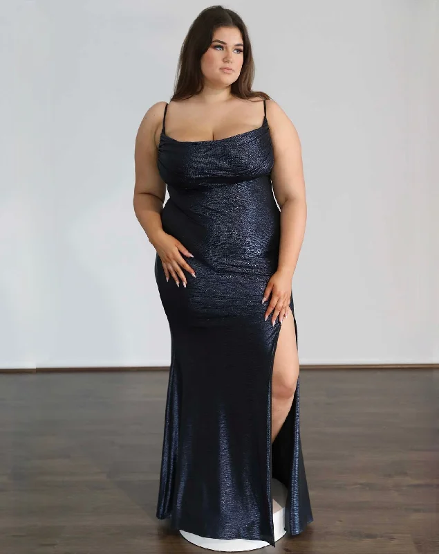 Fashion Sale Issy Stretch Shimmer Gown - Midnight Navy Classic Charm