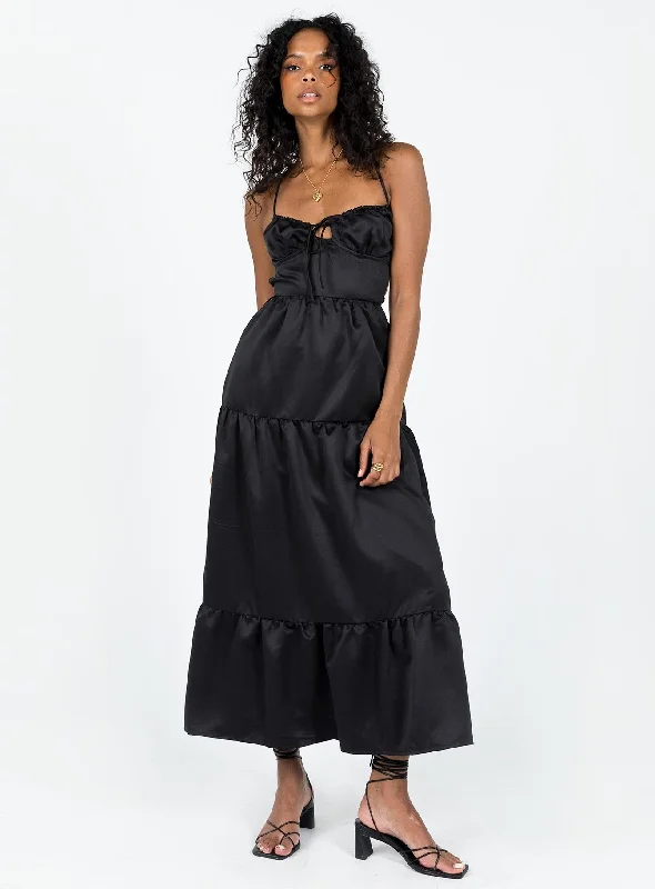 Stylish Outerwear Clothing For Women Kuzen Maxi Dress Black