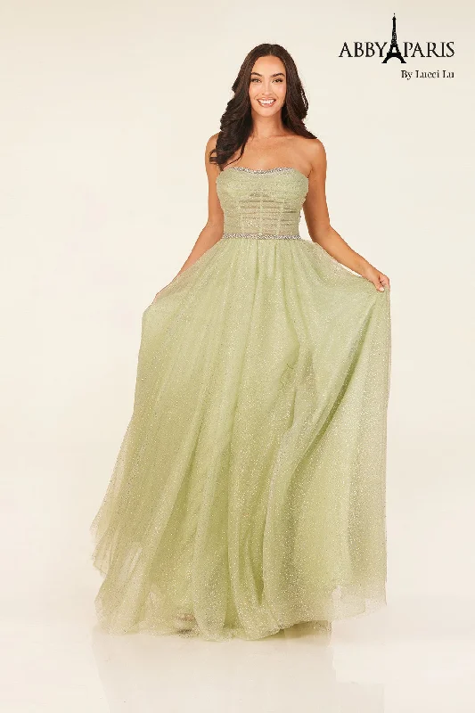 Premium Style Offers Tulle Strapless A-line Gown by Abby Paris 90324 Urban Sophistication