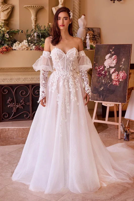 Romantic Chic Deals Strapless Long Sleeve Bridal Gown by Ladivine WL032 - Outlet Refined Simplicity