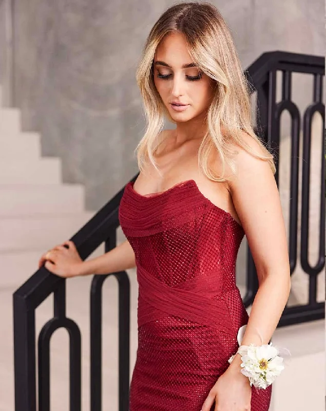 Stupidly Low Prices Amanda Corset Beaded Mesh Gown - Red Chic Urban Fashion Look