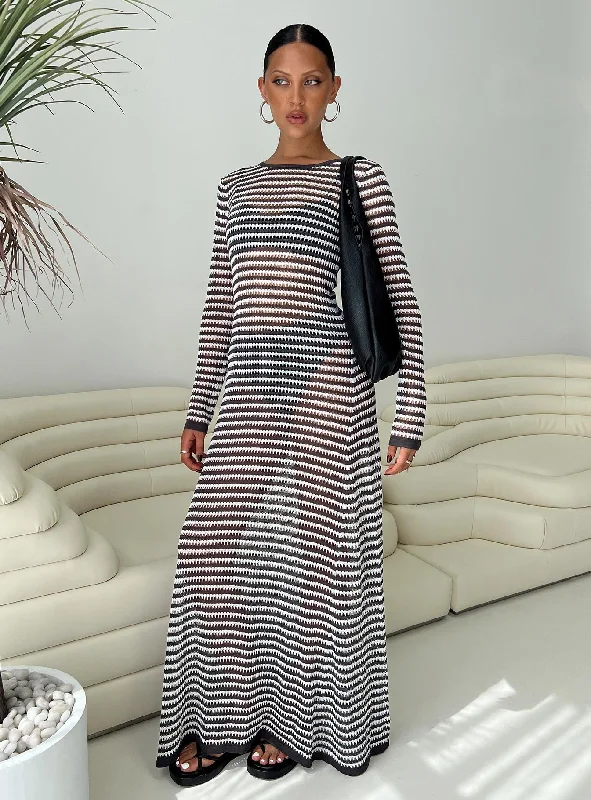 Women's Vacation Outfit Set Ikaris Long Sleeve Maxi Dress Grey / White