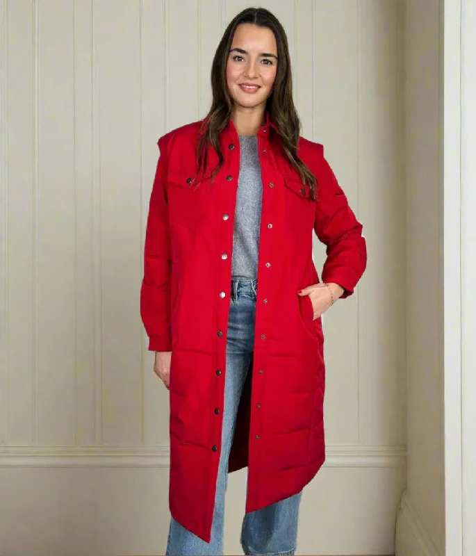 Stylish Women's Outerwear Apparel Huge Savings On Parisian Styles Red Detachable Sleeves Padded Coat Stylish Women's Outerwear Apparel Huge Savings On Parisian Styles Red Detachable Sleeves Padded Coat