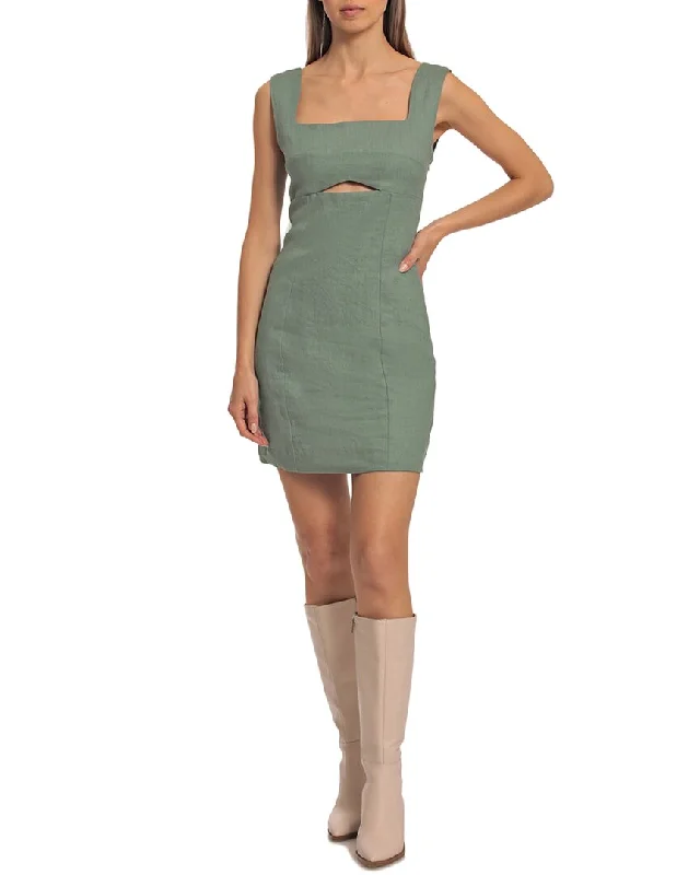 Plus-Size Women's Garments Avec Les Filles Cutout Linen-Blend Dress