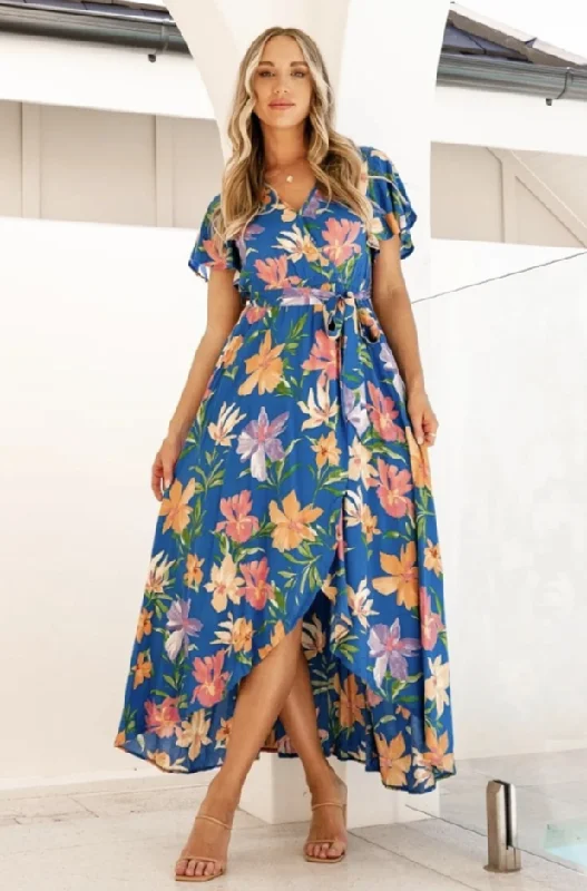 Glamorous Evening Wear Blue Stars Maxi Dress By Ebby And I