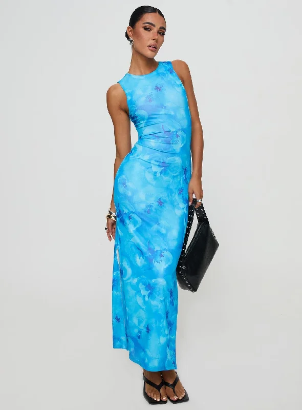 Women's Trendy Casual Outfit Heartstring Maxi Dress Blue