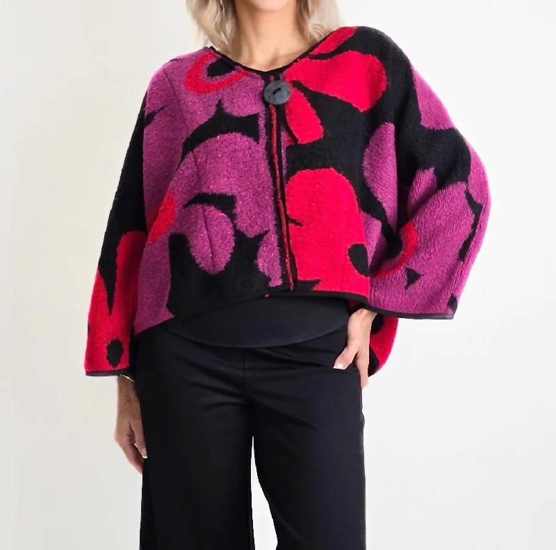 Women's Everyday Clothes Imeless Style Brite Flower Crop Cardigan In Multi-Color