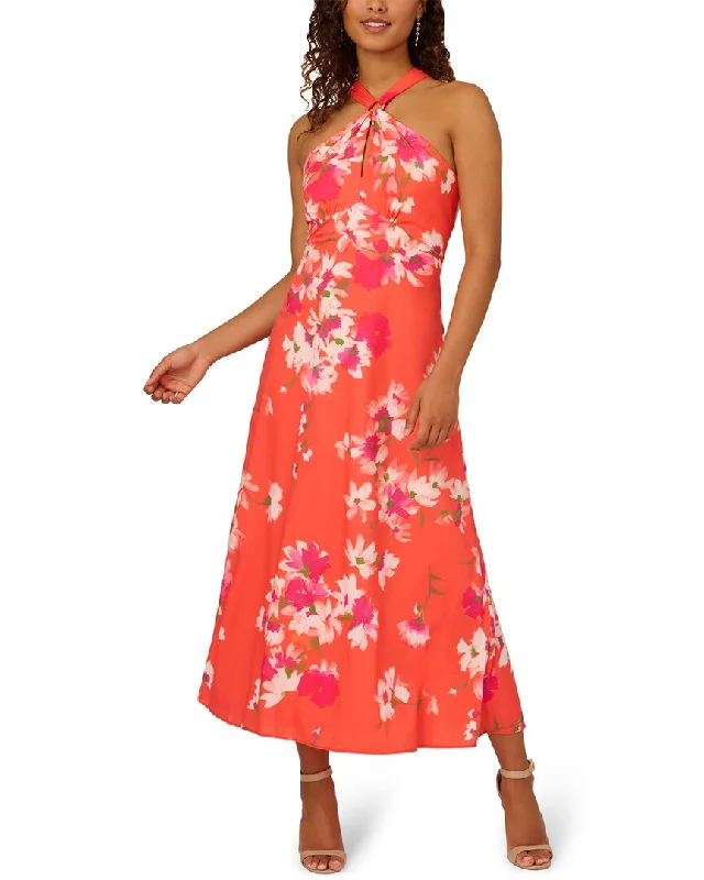 Premium Fabrics Adrianna Papell Empire Halter Chiffon Dress