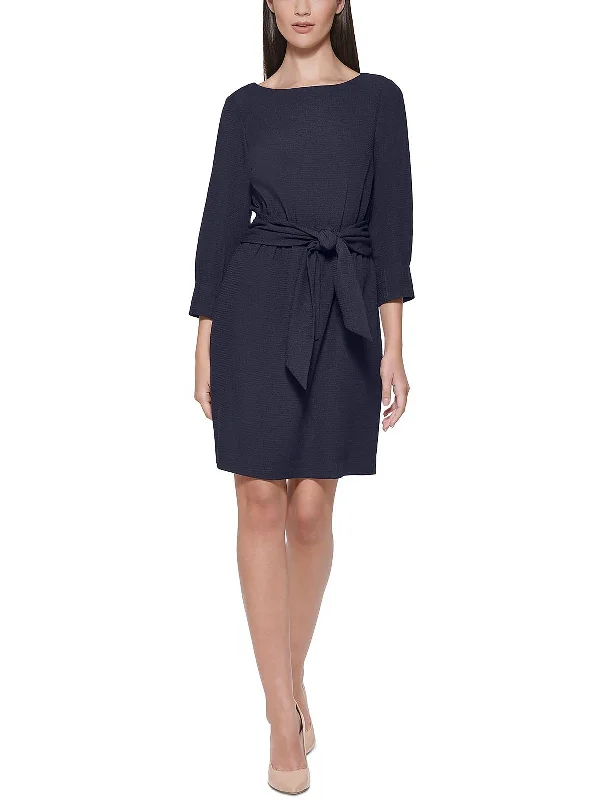 Affordable Fashion Clothing For Women Petites Womens Tie Waist Mini Wear to Work Dress