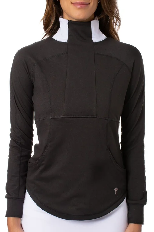 Women's Athletic Clothes Wardrobe Refresh Black Contrast Quarter Zip Pullover