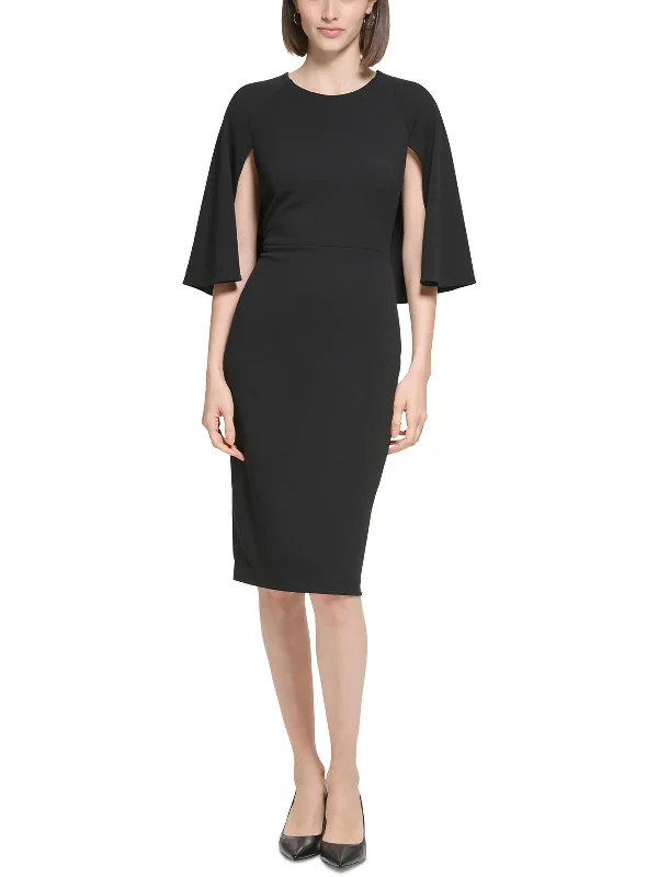 Clothing Sales Womens Cape Sleeve Polyester Sheath Dress
