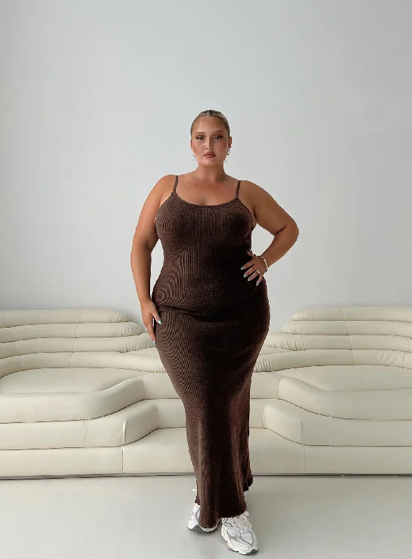 Women Wear Online Kattan Maxi Dress Chocolate Curve
