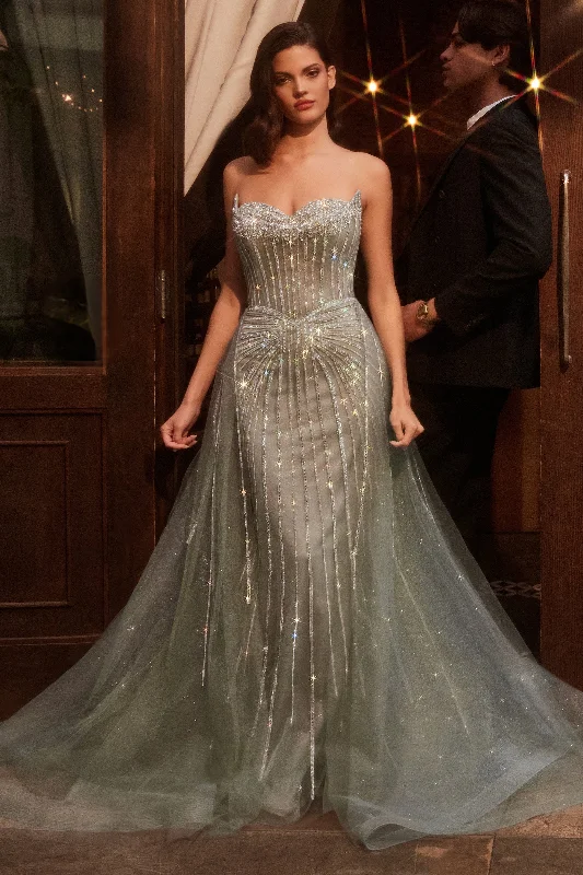 Relaxed Style Deals Beaded Strapless Overskirt Gown by Ladivine CB158 Exquisite Craftsmanship